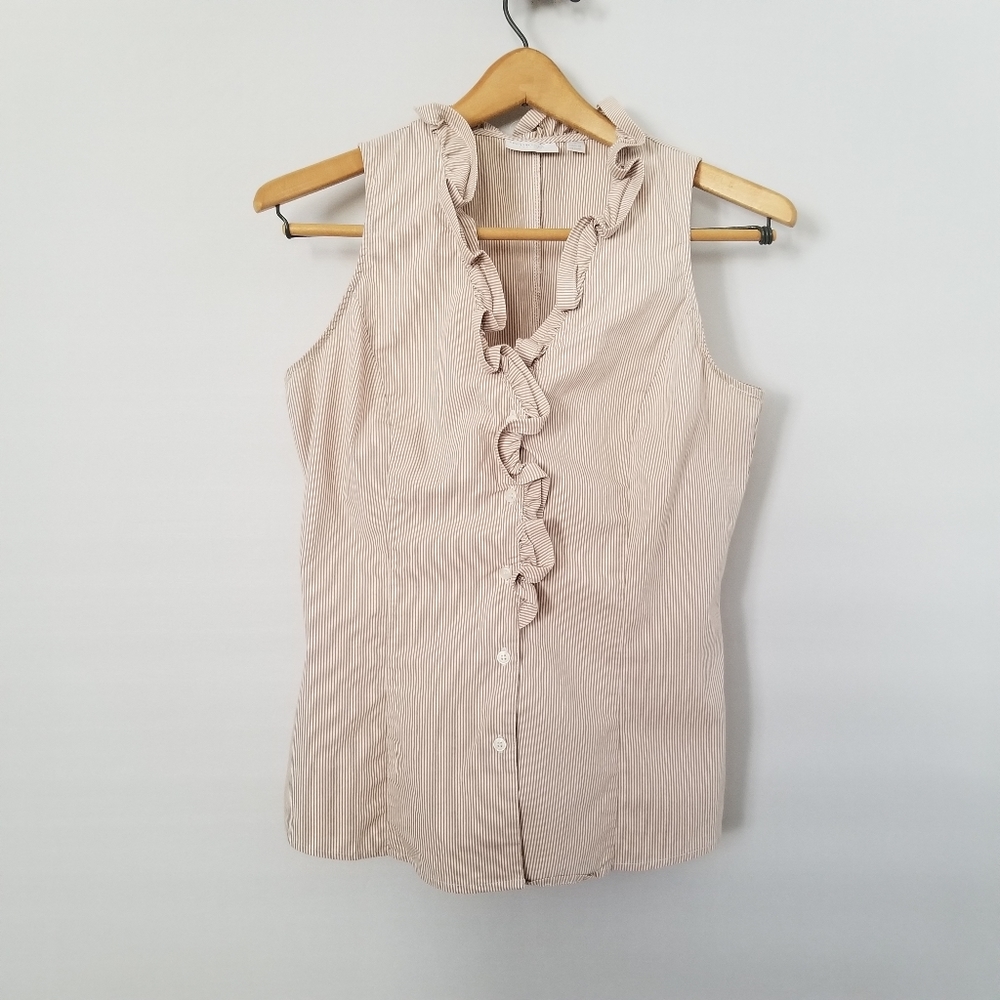 💋 New York & Company Tan pinstripe top size S